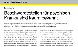Beschwerdestellen für psychisch Kranke sind kaum bekannt (Ärzteblatt SH, 2014-11, Esther Geislinger) (Symbolbild)